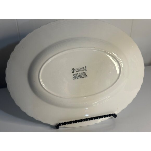 Vintage J&G Meakin "Blue Nordic" 12" Oval Serving Platter – Ironstone, England - Picture 6 of 9